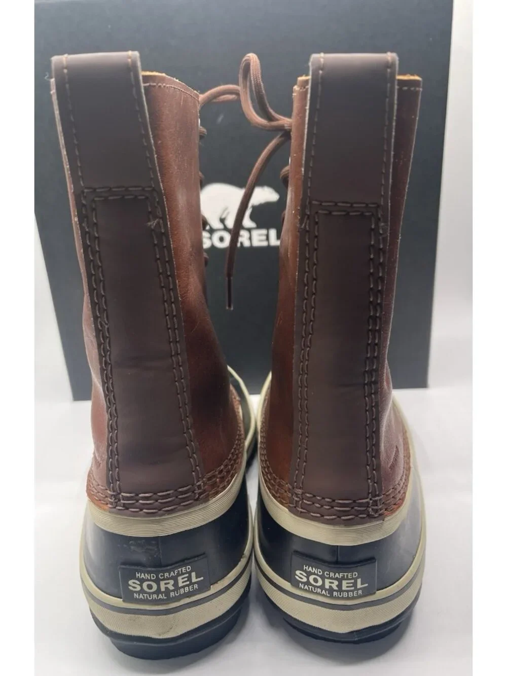 Sorel 1964 Premium‎ Duck Boots Brown Waterproof Leather Size 8.5 Oxford Tan
